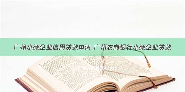 广州小微企业信用贷款申请 广州农商银行小微企业贷款