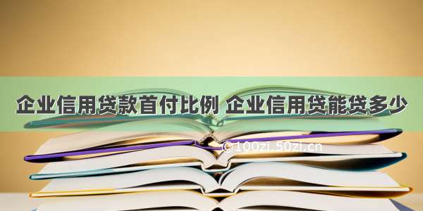 企业信用贷款首付比例 企业信用贷能贷多少