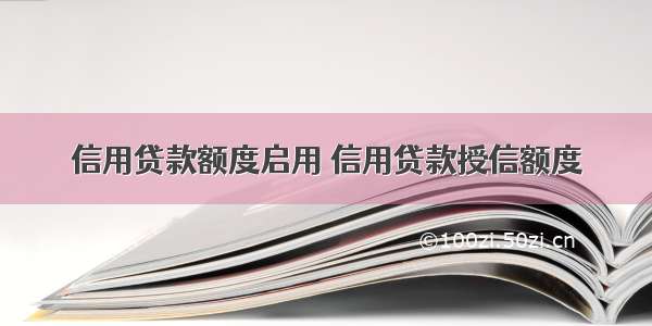 信用贷款额度启用 信用贷款授信额度