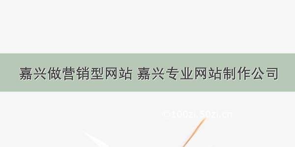 嘉兴做营销型网站 嘉兴专业网站制作公司