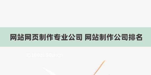 网站网页制作专业公司 网站制作公司排名