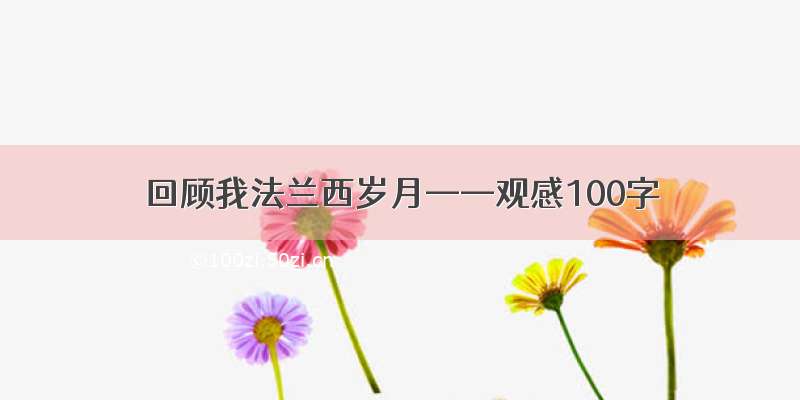 回顾我法兰西岁月——观感100字