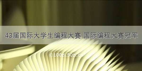 43届国际大学生编程大赛 国际编程大赛冠军