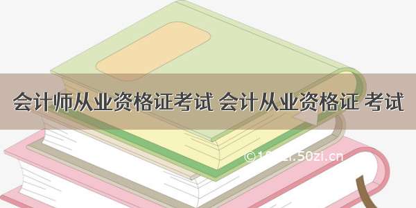 会计师从业资格证考试 会计从业资格证 考试