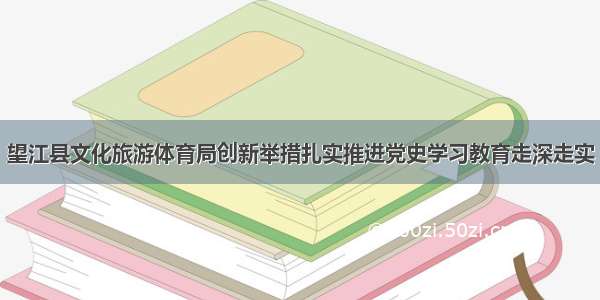 望江县文化旅游体育局创新举措扎实推进党史学习教育走深走实