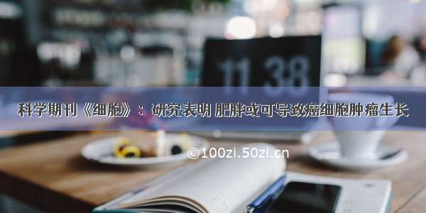 科学期刊《细胞》：研究表明 肥胖或可导致癌细胞肿瘤生长