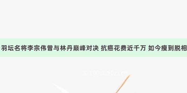 羽坛名将李宗伟曾与林丹巅峰对决 抗癌花费近千万 如今瘦到脱相