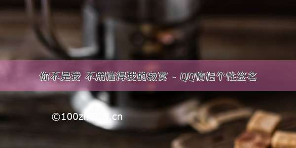 你不是我 不用懂得我的寂寞 - QQ情侣个性签名