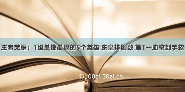 王者荣耀：1级单挑最稳的5个英雄 东皇排倒数 第1一血拿到手软