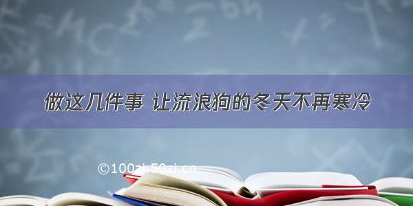 做这几件事 让流浪狗的冬天不再寒冷