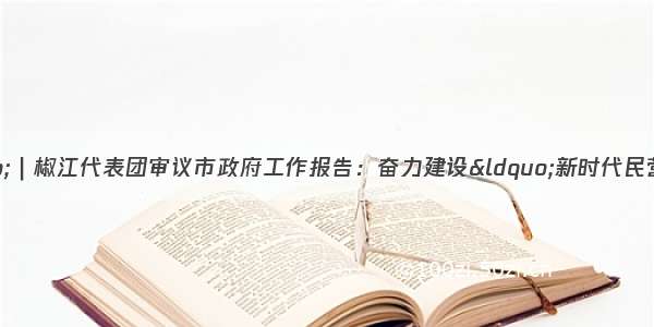 市“两会”｜椒江代表团审议市政府工作报告：奋力建设“新时代民营经济高质量发展强市