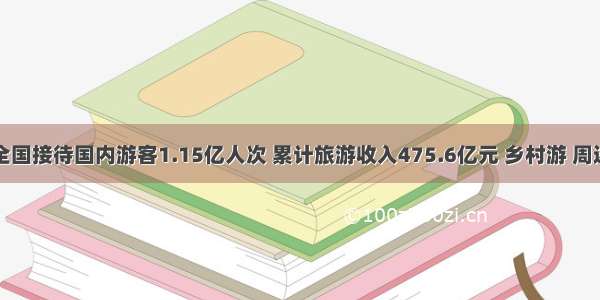 五一假期全国接待国内游客1.15亿人次 累计旅游收入475.6亿元 乡村游 周边游成亮点