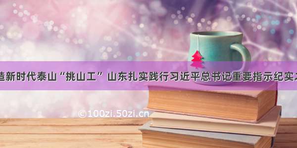 锻造新时代泰山“挑山工” 山东扎实践行习近平总书记重要指示纪实之四