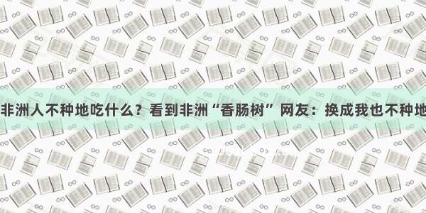 非洲人不种地吃什么？看到非洲“香肠树” 网友：换成我也不种地