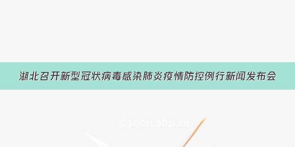 湖北召开新型冠状病毒感染肺炎疫情防控例行新闻发布会