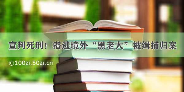 宣判死刑！潜逃境外“黑老大”被缉捕归案