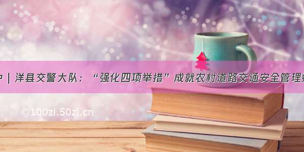 汉中｜洋县交警大队：“强化四项举措”成就农村道路交通安全管理蝶变