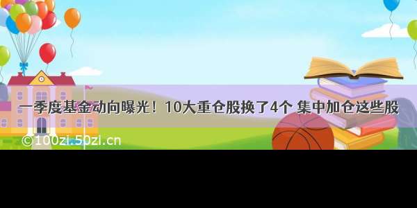 一季度基金动向曝光！10大重仓股换了4个 集中加仓这些股