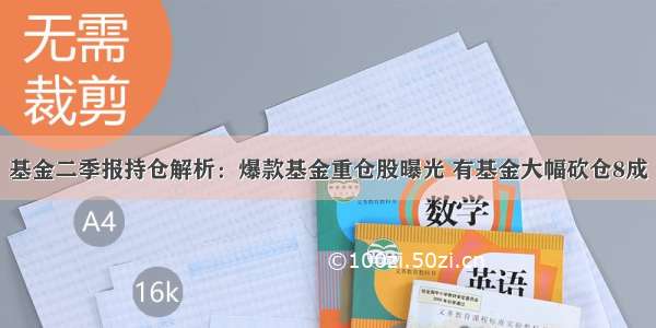 基金二季报持仓解析：爆款基金重仓股曝光 有基金大幅砍仓8成