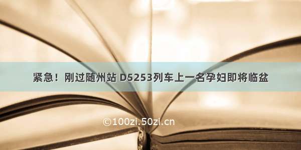 紧急！刚过随州站 D5253列车上一名孕妇即将临盆