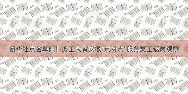 新华社点名阜阳！务工大省安徽“点对点”服务复工返岗观察