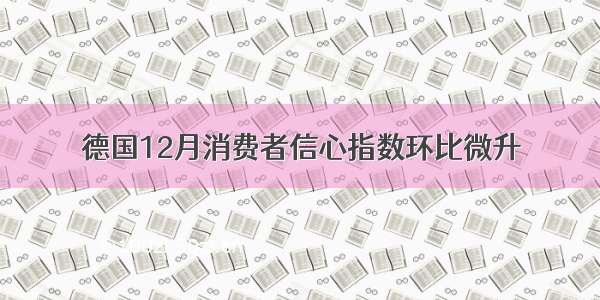 德国12月消费者信心指数环比微升