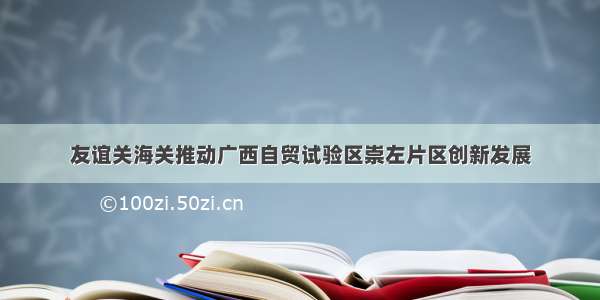 友谊关海关推动广西自贸试验区崇左片区创新发展