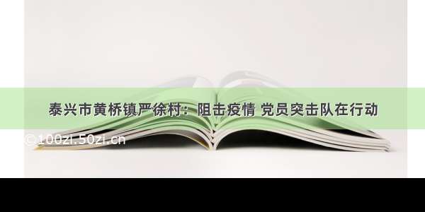 泰兴市黄桥镇严徐村：阻击疫情 党员突击队在行动