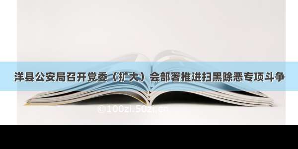 洋县公安局召开党委（扩大）会部署推进扫黑除恶专项斗争