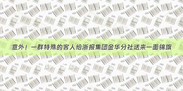 意外！一群特殊的客人给浙报集团金华分社送来一面锦旗