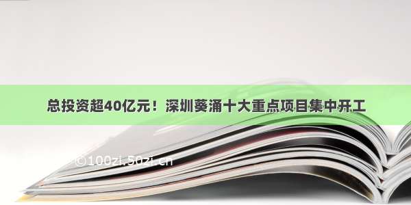 总投资超40亿元！深圳葵涌十大重点项目集中开工