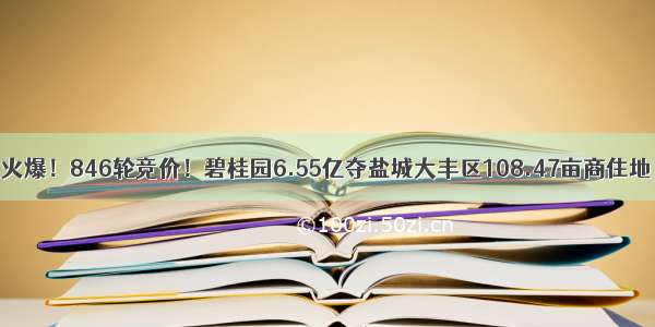 火爆！846轮竞价！碧桂园6.55亿夺盐城大丰区108.47亩商住地