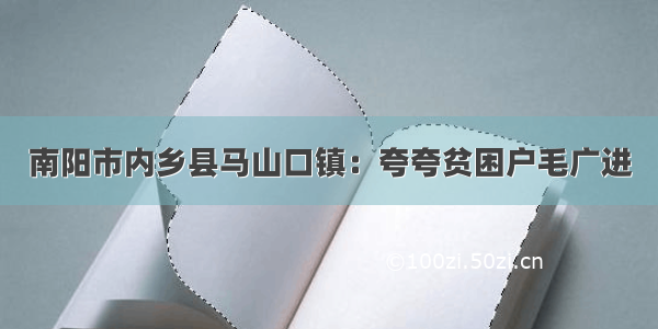 南阳市内乡县马山口镇：夸夸贫困户毛广进