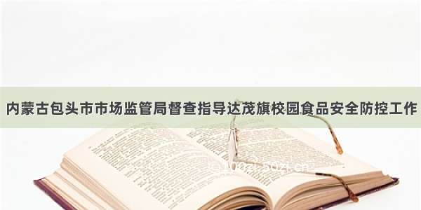 内蒙古包头市市场监管局督查指导达茂旗校园食品安全防控工作