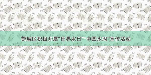 鹤城区积极开展“世界水日”“中国水周”宣传活动