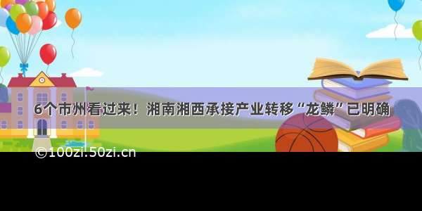 6个市州看过来！湘南湘西承接产业转移“龙鳞”已明确