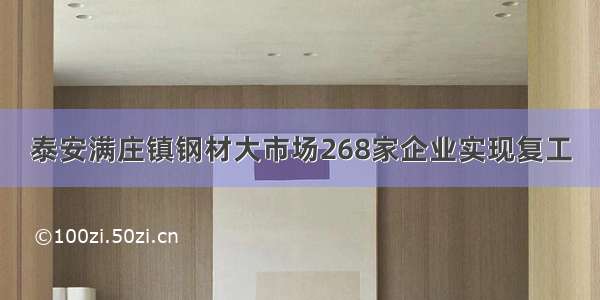 泰安满庄镇钢材大市场268家企业实现复工