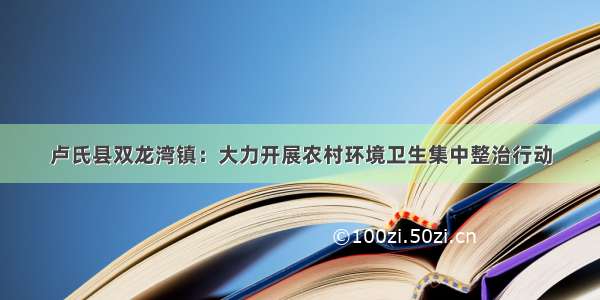 卢氏县双龙湾镇：大力开展农村环境卫生集中整治行动