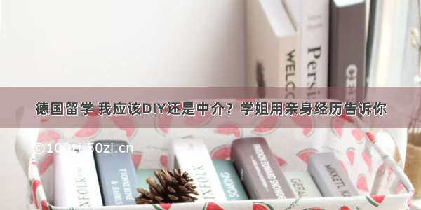 德国留学 我应该DIY还是中介？学姐用亲身经历告诉你