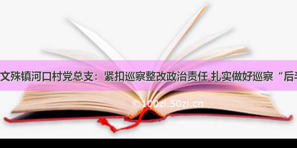 嘉峪关市文殊镇河口村党总支：紧扣巡察整改政治责任 扎实做好巡察“后半篇文章”