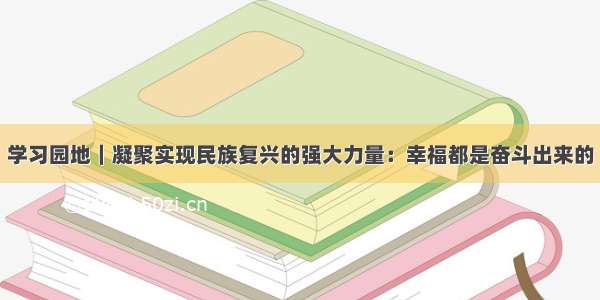 学习园地｜凝聚实现民族复兴的强大力量：幸福都是奋斗出来的