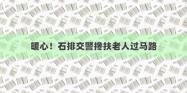 暖心！石排交警搀扶老人过马路