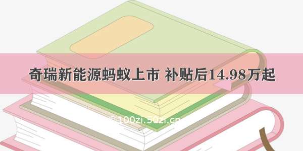 奇瑞新能源蚂蚁上市 补贴后14.98万起