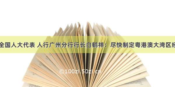 两会快讯｜全国人大代表 人行广州分行行长白鹤祥：尽快制定粤港澳大湾区经济发展促进