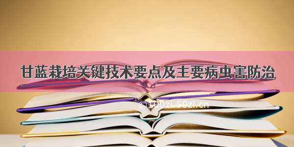 甘蓝栽培关键技术要点及主要病虫害防治