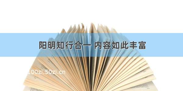 阳明知行合一 内容如此丰富