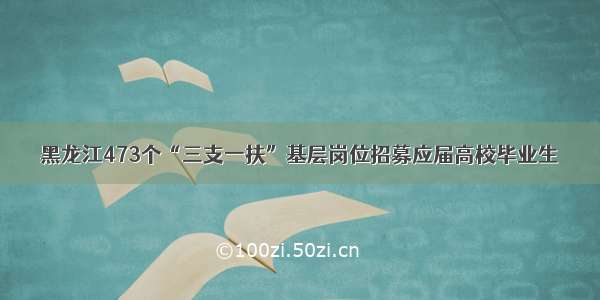 黑龙江473个“三支一扶”基层岗位招募应届高校毕业生