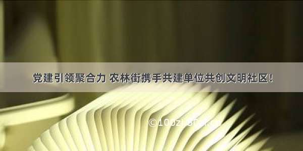 党建引领聚合力 农林街携手共建单位共创文明社区！