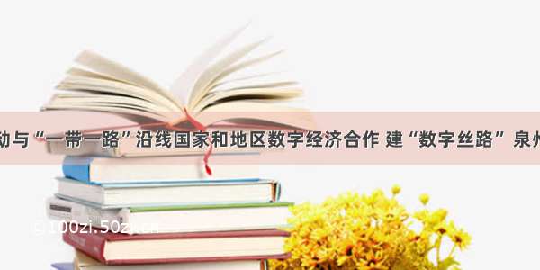 福建推动与“一带一路”沿线国家和地区数字经济合作 建“数字丝路” 泉州有担当