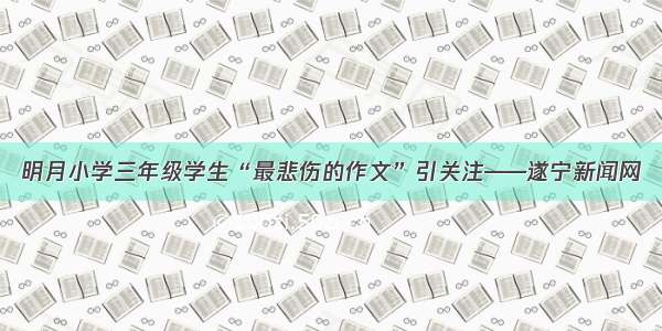 明月小学三年级学生“最悲伤的作文”引关注——遂宁新闻网